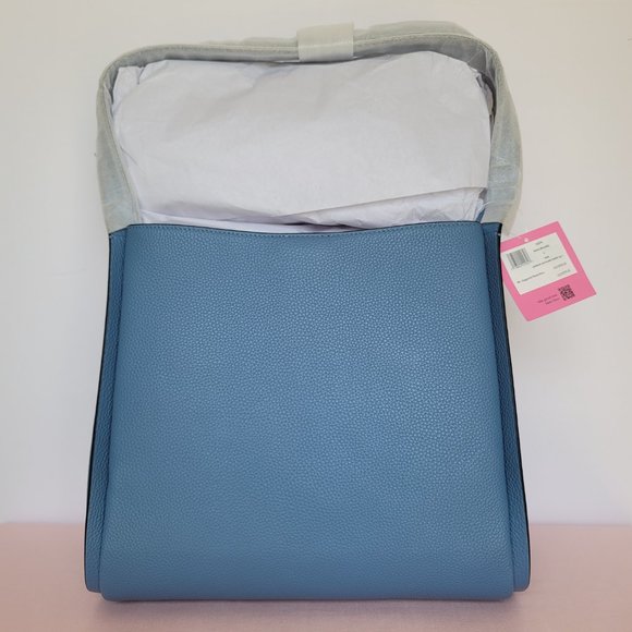 KATE SPADE Knott LARGE Pebbled Leather & Suede Shoulder Bag-Manta Blue⭐ - Picture 7 of 16